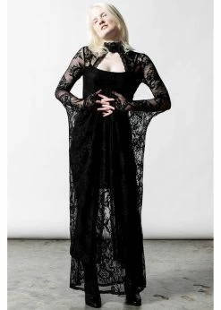 Killstar Phenemena Velvet Lace Maxi Dress Black -Smashed Lemons shop killstar KSRA004457 phenemena dress blk 3 1024x1024