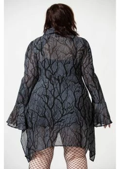 Killstar Woodland Witch Wicked Wood Collar Dress Black -Smashed Lemons shop killstar KSRA005178 woodland witch collar dress blk 5 1024x1024