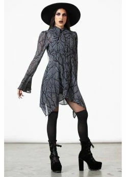 Killstar Woodland Witch Wicked Wood Collar Dress Black -Smashed Lemons shop killstar KSRA005178 woodland witch collar dress blk 6 1024x1024