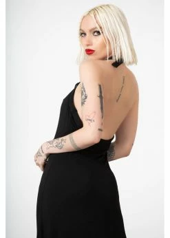 Killstar Tristania Maxi Halter Dress Black -Smashed Lemons shop killstar KSRA005646 tristania maxi dress blk 6 e629050f d37b 462d a008 9b68b748b532 1024x1024