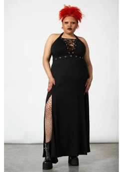 Killstar Tristania Maxi Halter Dress Black -Smashed Lemons shop killstar KSRA005646 tristania maxi dress blk 7 5801966e e539 4102 89f1 653cc83366d1 1024x1024