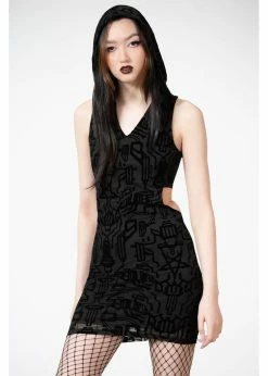 Killstar Ultravox Mesh Hooded Dress Black -Smashed Lemons shop killstar KSRA006095 ultravox hooded dress blk 2 1024x1024