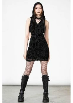Killstar Ultravox Mesh Hooded Dress Black -Smashed Lemons shop killstar KSRA006095 ultravox hooded dress blk 3 1024x1024