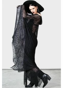 Killstar Arianwen Spiderweb Maxi Dress Black -Smashed Lemons shop killstar KSRA007006 arianweb maxi dress blk 2 1024x1024