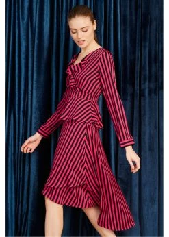 Minueto Bridget Stripe 70's Dress Pink