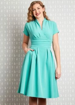 Miss Candyfloss Sarita 40's Swing Dress Clear Blue