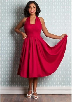 Miss Candyfloss Myra Cerise 50's Halter Swing Dress Red -Smashed Lemons shop miss candyfloss 1279pl myra cerise dress cer 1 1bc577f1 d353 40d9 96dc 559d2385b8f6 1024x1024