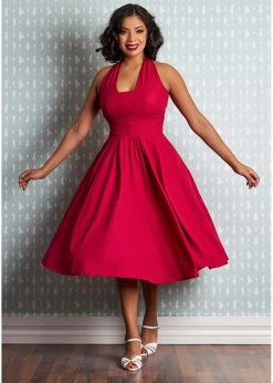 Miss Candyfloss Myra Cerise 50's Halter Swing Dress Red -Smashed Lemons shop miss candyfloss 1279pl myra cerise dress cer 2 1ba84186 3932 466e a74c 7243f5ddd1d8 1024x1024