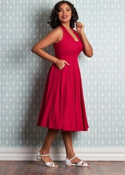 Miss Candyfloss Myra Cerise 50's Halter Swing Dress Red -Smashed Lemons shop miss candyfloss 1279pl myra cerise dress cer 3 82cce0fc 9235 4b78 a82f 4993d097189f 1024x1024