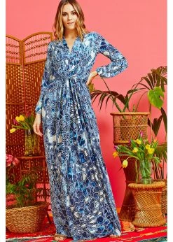 Onjenu Jerry Gena 70's Maxi Dress Blue