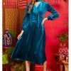Onjenu Sharon Velvet 70's Midi Dress Teal -Smashed Lemons shop onjenu SHARON velvet midi dress teal 1 1024x1024