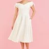 Pretty Dress Company Fatale Bow 50's Midi Swing Dress Ivory -Smashed Lemons shop pretty dress company fatale bow swing dress ivory 0 1024x1024