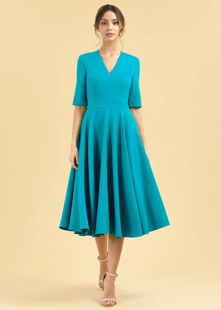 Pretty Dress Company Myla Midi 50's Swing Dress Turquoise 3 Pretty Dress Company Myla Midi 50's Swing Dress Turquoise