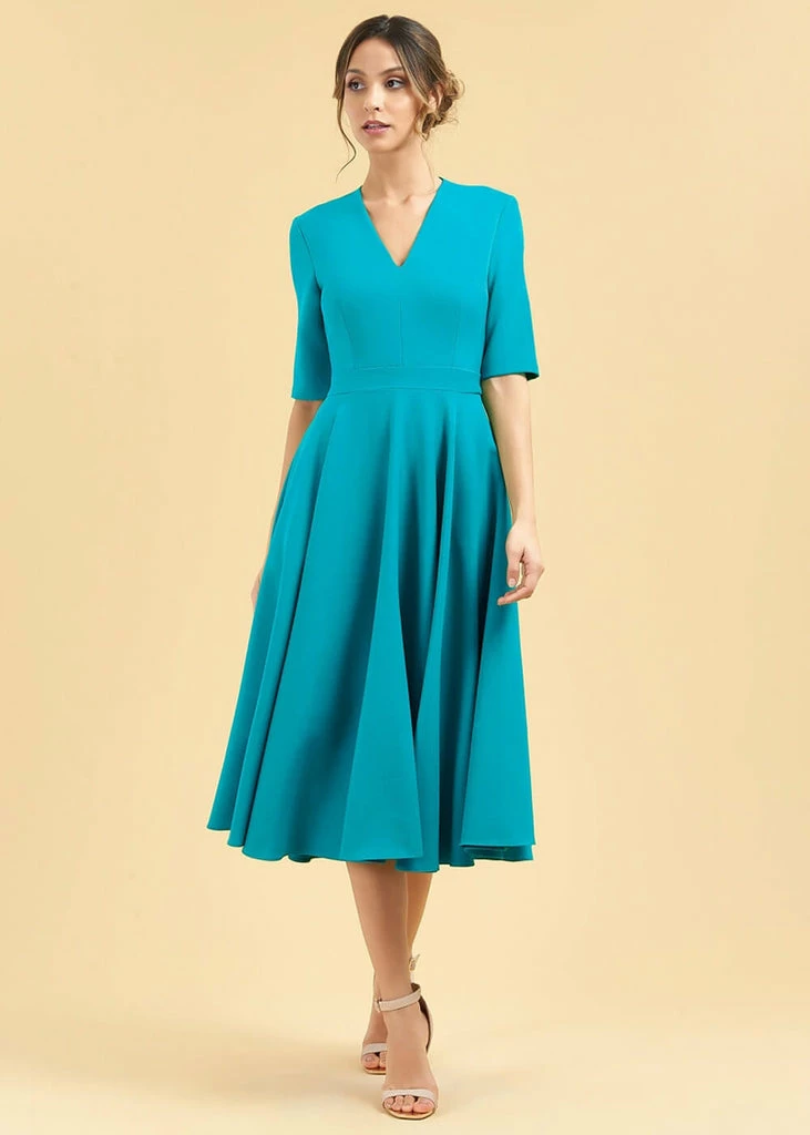 Pretty Dress Company Myla Midi 50's Swing Dress Turquoise 5 Pretty Dress Company Myla Midi 50's Swing Dress Turquoise - Image 3
