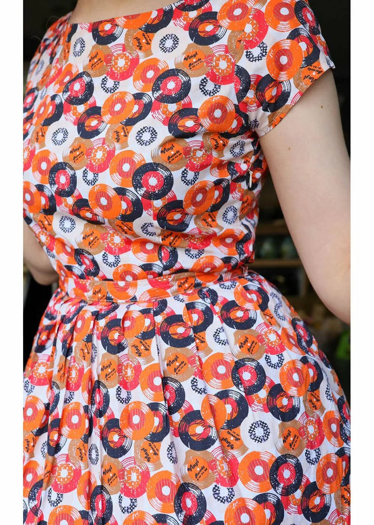 Run And Fly Vinyl Records 50's Dress Orange - Image 2