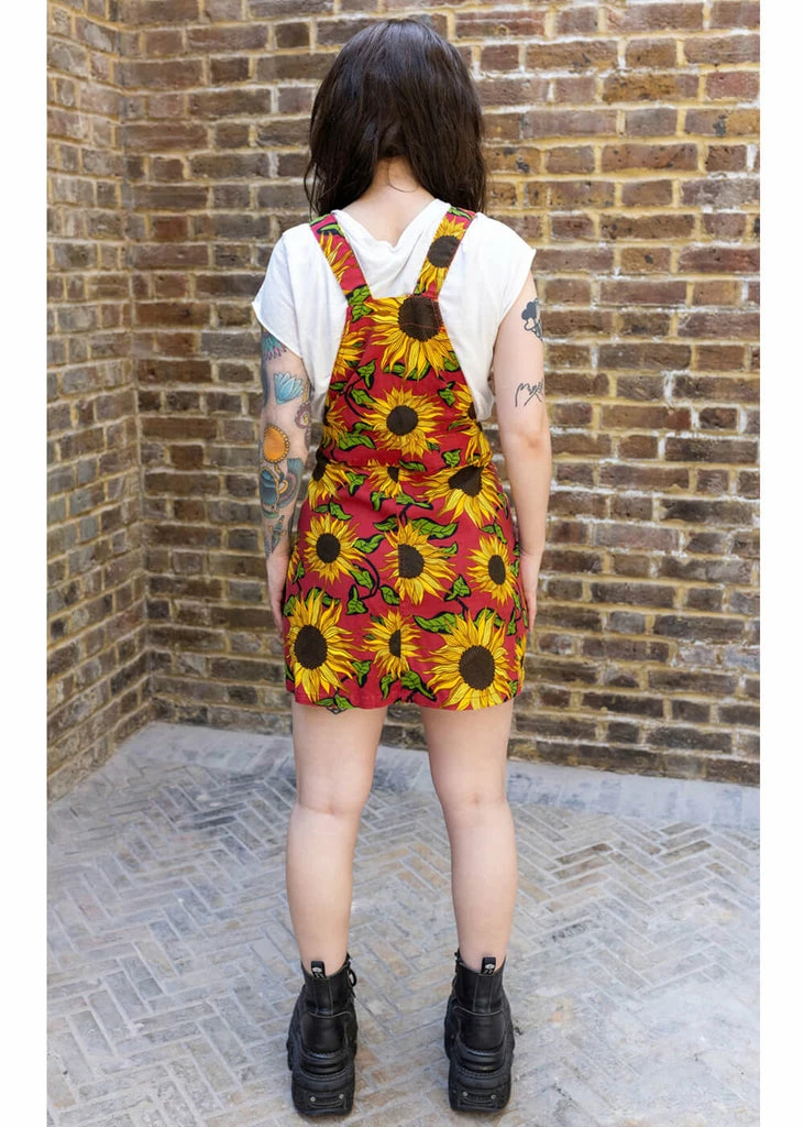 Run & Fly Sunflower 60's Pinafore Dress Red 7 Run & Fly Sunflower 60's Pinafore Dress Red - Image 5
