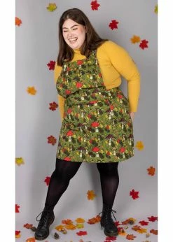 Run & Fly Katie Abey Mushroom Pinafore 60's Dress Green -Smashed Lemons shop run and fly JM2037 mushroom pinafore grn 1 1024x1024