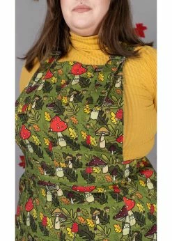Run & Fly Katie Abey Mushroom Pinafore 60's Dress Green -Smashed Lemons shop run and fly JM2037 mushroom pinafore grn 3 1024x1024