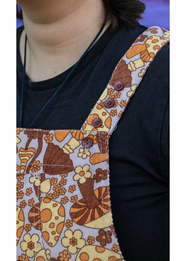 Run & Fly Magic Mushroom 70's Pinafore Dress Grey 6 Run & Fly Magic Mushroom 70's Pinafore Dress Grey - Image 4