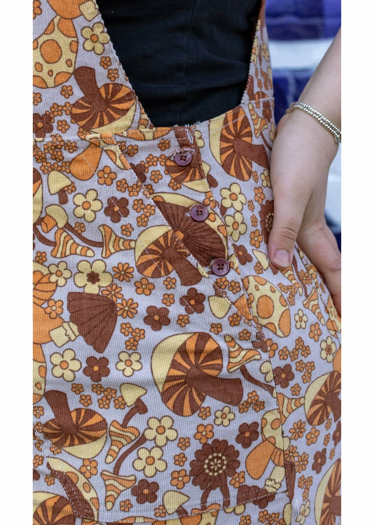 Run & Fly Magic Mushroom 70's Pinafore Dress Grey 4 Run & Fly Magic Mushroom 70's Pinafore Dress Grey - Image 2