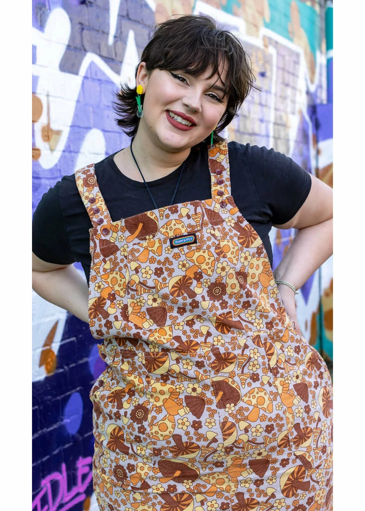 Run & Fly Magic Mushroom 70's Pinafore Dress Grey 5 Run & Fly Magic Mushroom 70's Pinafore Dress Grey - Image 3