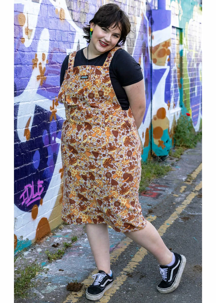 Run & Fly Magic Mushroom 70's Pinafore Dress Grey 3 Run & Fly Magic Mushroom 70's Pinafore Dress Grey