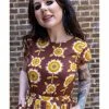 Run & Fly Retro Floral 70's A-Line Dress Brown -Smashed Lemons shop run and fly JM2094 retro floral dress brown 1 1024x1024