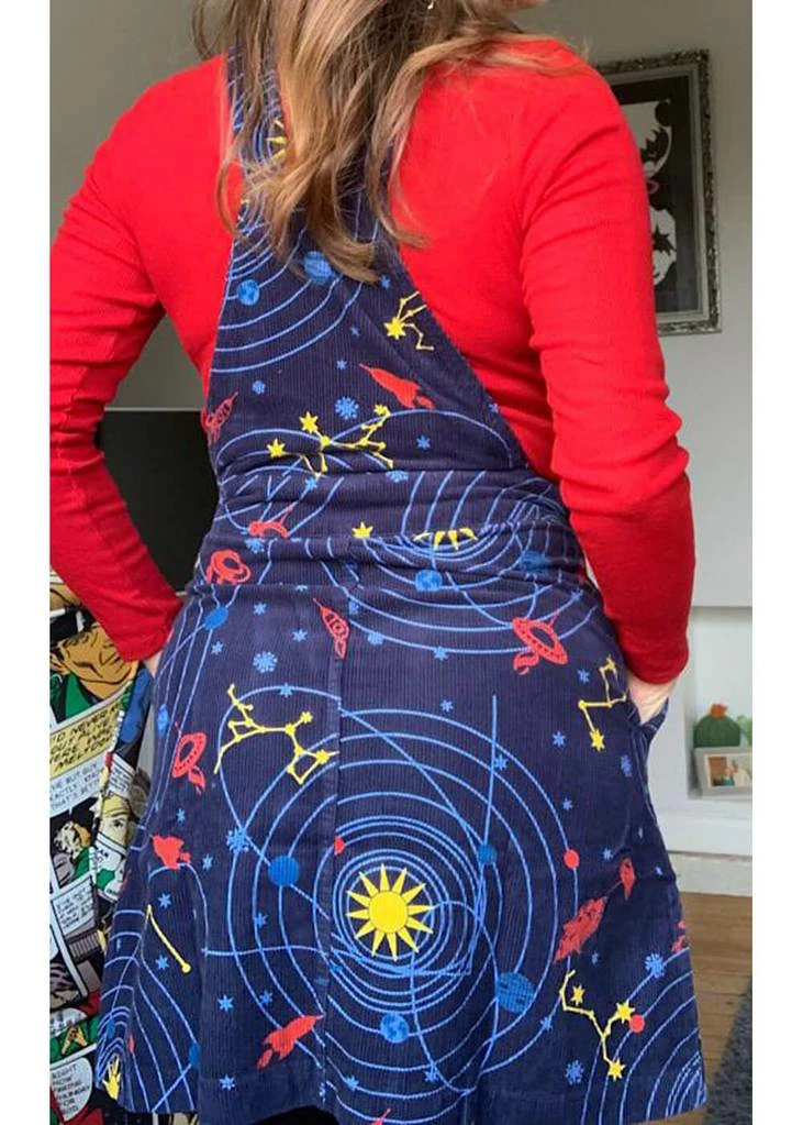 Run & Fly Solar System Corduroy 60's Pinafore Dress Navy 5 Run & Fly Solar System Corduroy 60's Pinafore Dress Navy - Image 3