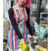 Run & Fly Rainbow Colours Pinafore 60's Dress Multi