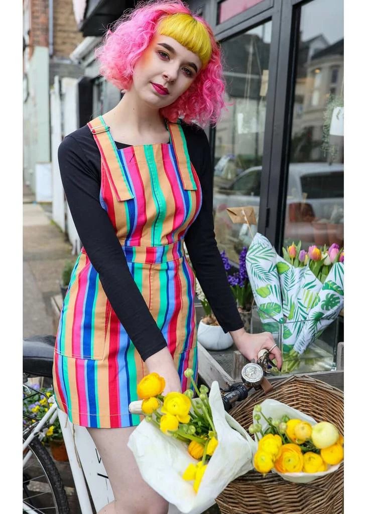 Run & Fly Rainbow Colours Pinafore 60's Dress Multi 3 Run & Fly Rainbow Colours Pinafore 60's Dress Multi