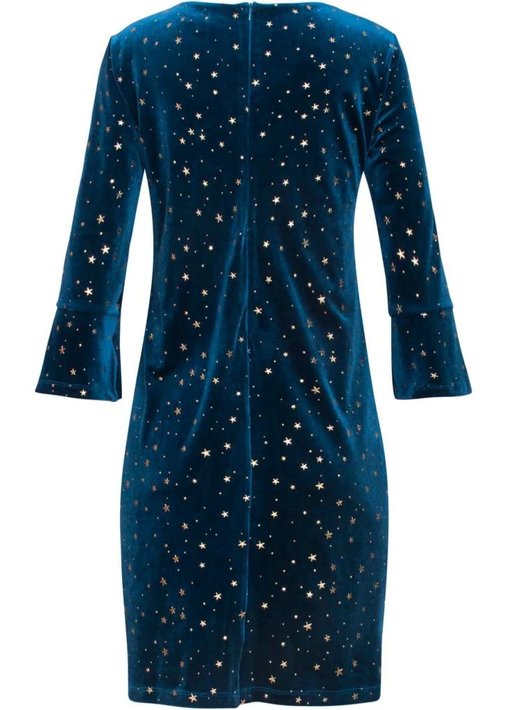 Smashed Lemon Starry Night Velvet 60's A-Line Dress Dark Turquoise 4 Smashed Lemon Starry Night Velvet 60's A-Line Dress Dark Turquoise - Image 2