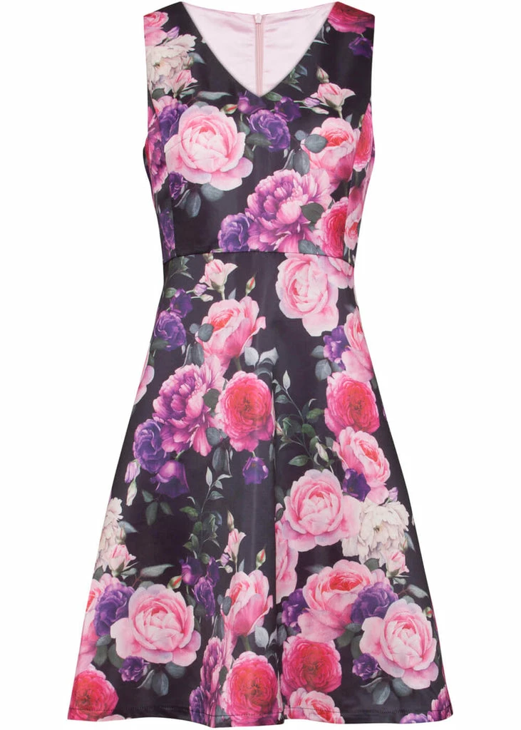 Smashed Lemon Bed Of Roses 60's A-Line Dress Black Pink 3 Smashed Lemon Bed Of Roses 60's A-Line Dress Black Pink