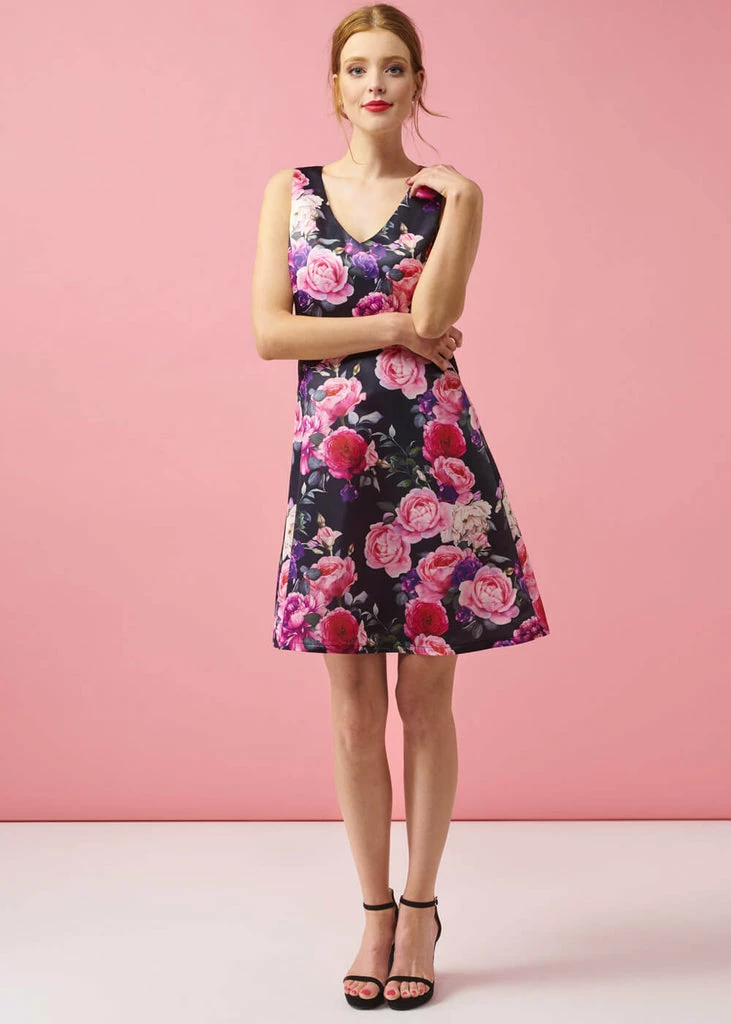 Smashed Lemon Bed Of Roses 60's A-Line Dress Black Pink 4 Smashed Lemon Bed Of Roses 60's A-Line Dress Black Pink - Image 2