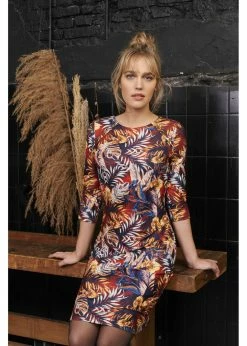 Smashed Lemon Desert Rose 60's Pencil Dress Cognac