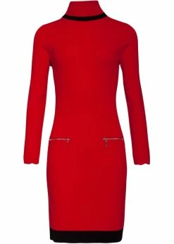 Smashed Lemon Olivia Retro Knitted 70's Dress Red