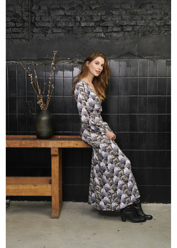 Smashed Lemon Snow Owl 70's Maxi Dress Grey 5 Smashed Lemon Snow Owl 70's Maxi Dress Grey - Image 3