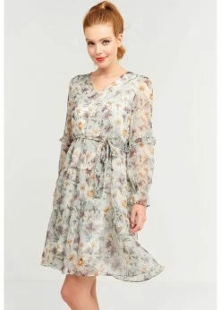 Smashed Lemon Sparkling Daisy 60's Dress Green