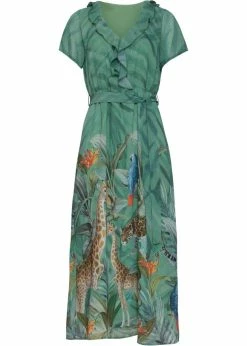 Smashed Lemon Giraffe Safari 70's Maxi Dress Green -Smashed Lemons shop smashed lemon 21081 giraffe maxi dress 1 1024x1024