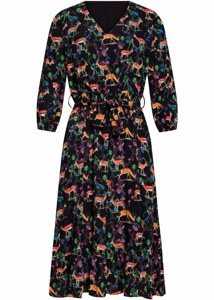 Smashed Lemon Forest Deer 70's A-Line Dress Multi 3 Smashed Lemon Forest Deer 70's A-Line Dress Multi