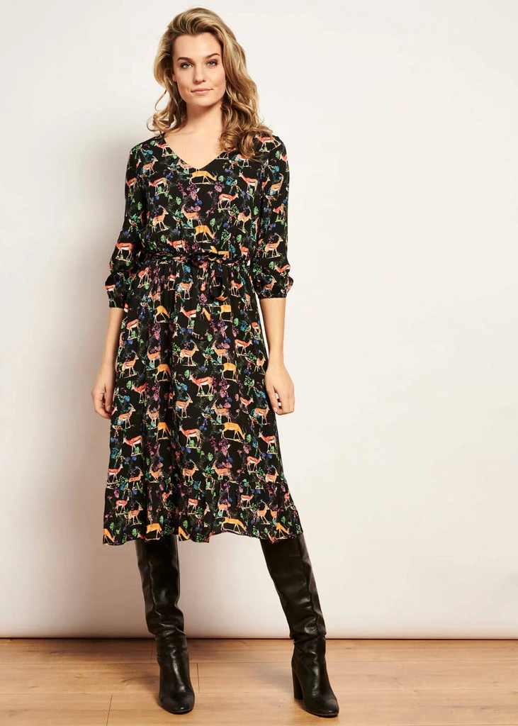 Smashed Lemon Forest Deer 70's A-Line Dress Multi 7 Smashed Lemon Forest Deer 70's A-Line Dress Multi - Image 5