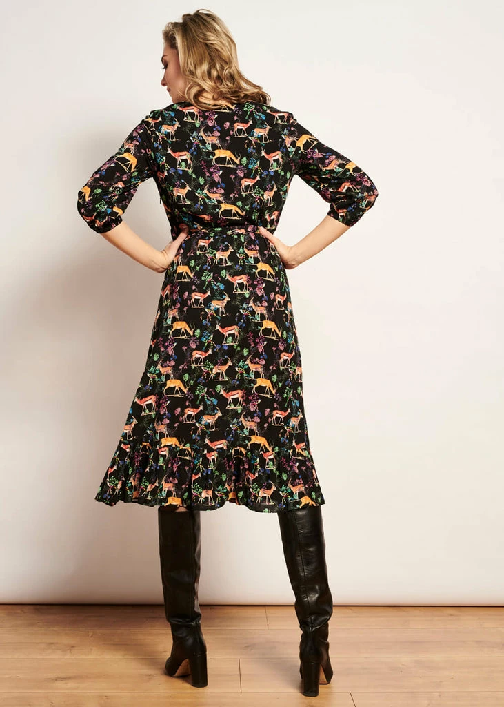 Smashed Lemon Forest Deer 70's A-Line Dress Multi 6 Smashed Lemon Forest Deer 70's A-Line Dress Multi - Image 4
