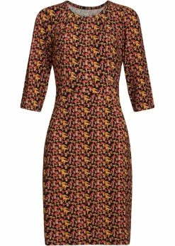 Smashed Lemon Mushroom 60's Pencil Dress Multi Black