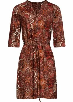 Smashed Lemon Inner Peace 60's A-Line Dress Brown