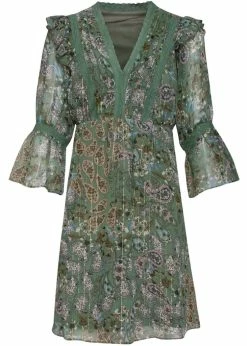 Smashed Lemon Indian Summer 70's Dress Green