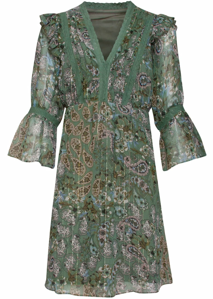 Smashed Lemon Indian Summer 70's Dress Green 3 Smashed Lemon Indian Summer 70's Dress Green