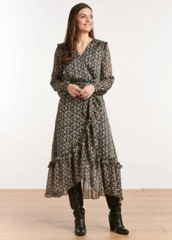 Smashed Lemon Petal 70's Maxi Dress Black Light Blue -Smashed Lemons shop smashed lemon 22508 petal maxi dress blk light bl 1 1024x1024