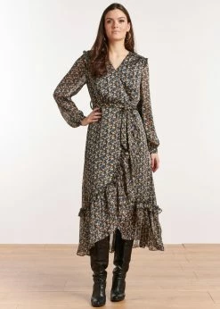 Smashed Lemon Petal 70's Maxi Dress Black Light Blue -Smashed Lemons shop smashed lemon 22508 petal maxi dress blk light bl 2 1024x1024