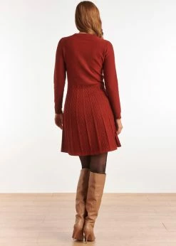 Smashed Lemon Retro Dream Knitted 70's A-Line Dress Brown -Smashed Lemons shop smashed lemon 22672 775 retro dream dress brown 4 1024x1024