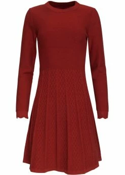 Smashed Lemon Retro Dream Knitted 70's A-Line Dress Brown