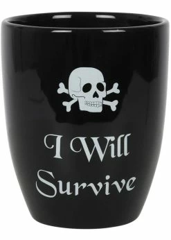 Succubus I Will Survive Skull Planter Black
